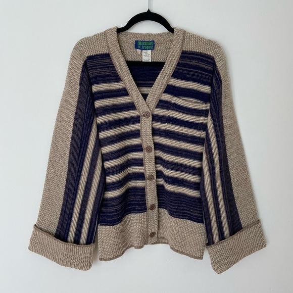 Vintage '60s Micmac St Tropez Wool Bell Sleeve Cardigan Sweater size Medium - Picture 1 of 10